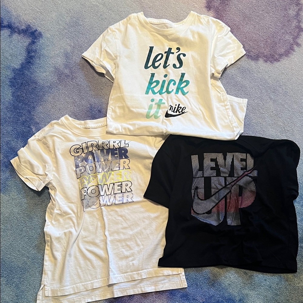Nike Kids' Tees - White, Black, and Blue
